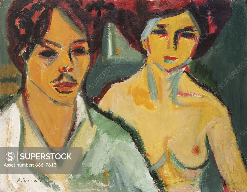 Self-Portrait With Model. Selbstildnis Mit Modell. Ernst Ludwig Kirchner (1880-1938). Oil On Canvas, 1905.