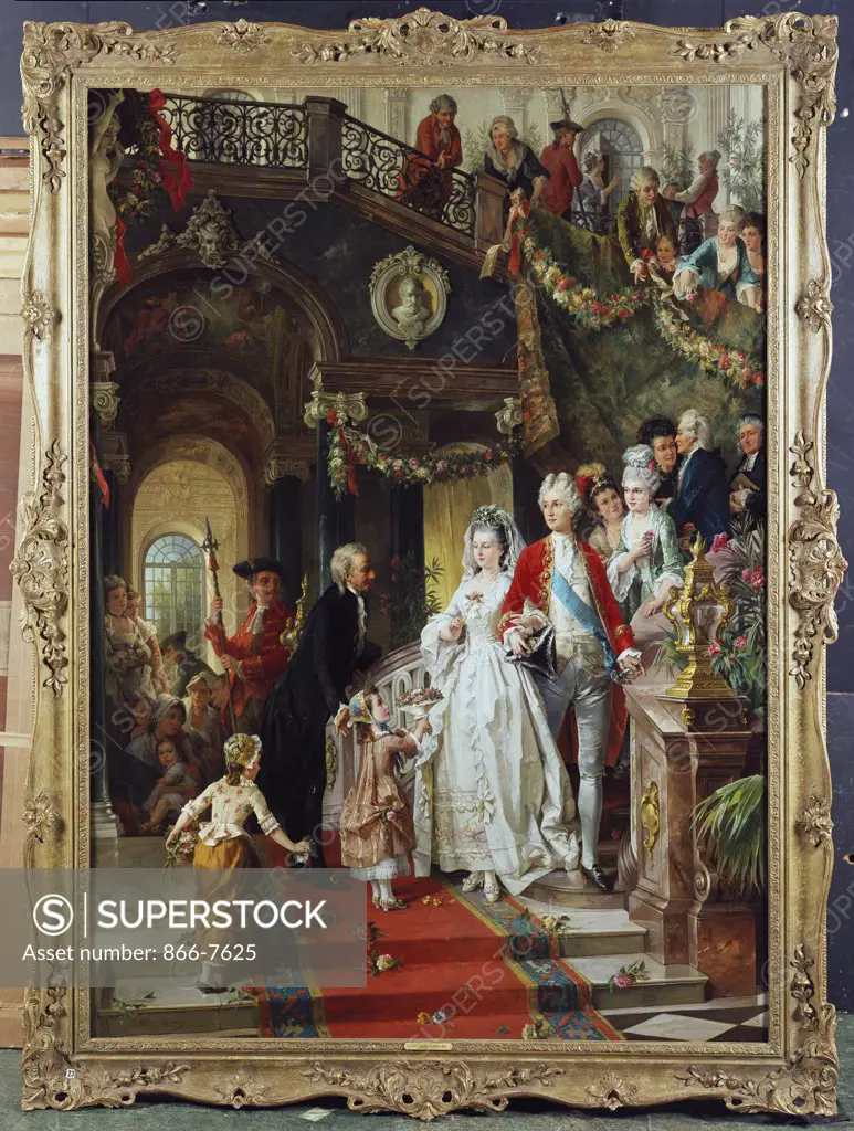 The Wedding Party. Carl Herpfer (1836-1897). Oil On Canvas. 61 3/4 X 44in.  Catalogue No. 2060c