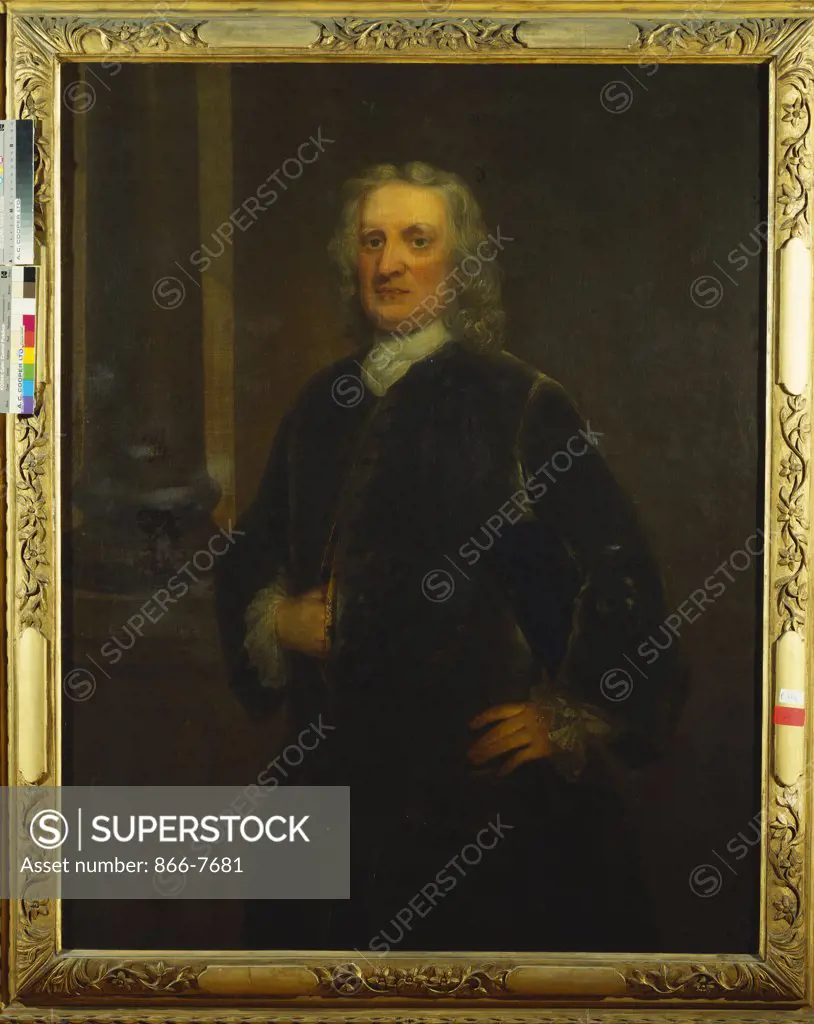 Portrait Of Sir Isaac Newton, Aged 80, Three-Quarter Length, In Grey Coat. Anthony Lee (1735-1767). Dated 1722, Oil On Canvas, 49 X 39in.