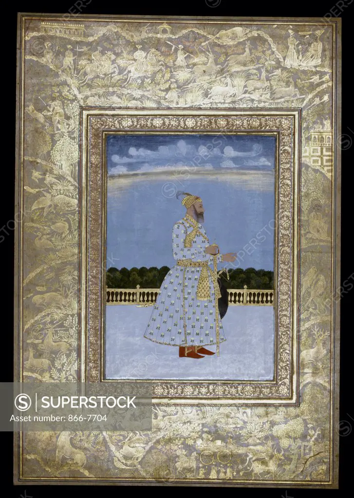 Portrait of Aa'adat Allah Khan Burhan al-Mulk. Gouache heightened with gold on paper. Mughal, circa 1740, miniature, 22.5 x 19.5cm.