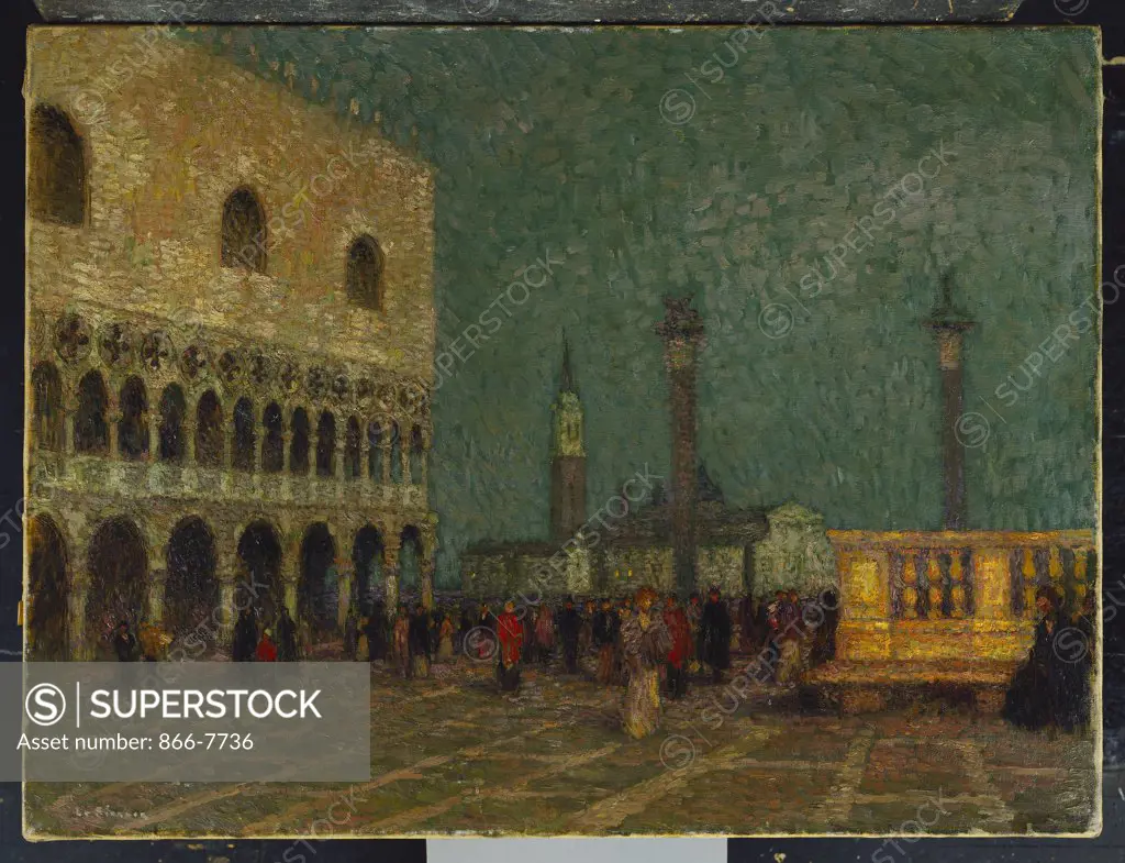 Venice ; St. Mark's Square; Venise; La Place St. Marc.. Henri Le Sidaner (1862-1939). Painted In 1914, Oil On Canvas, 63.2 X 84.5cm.