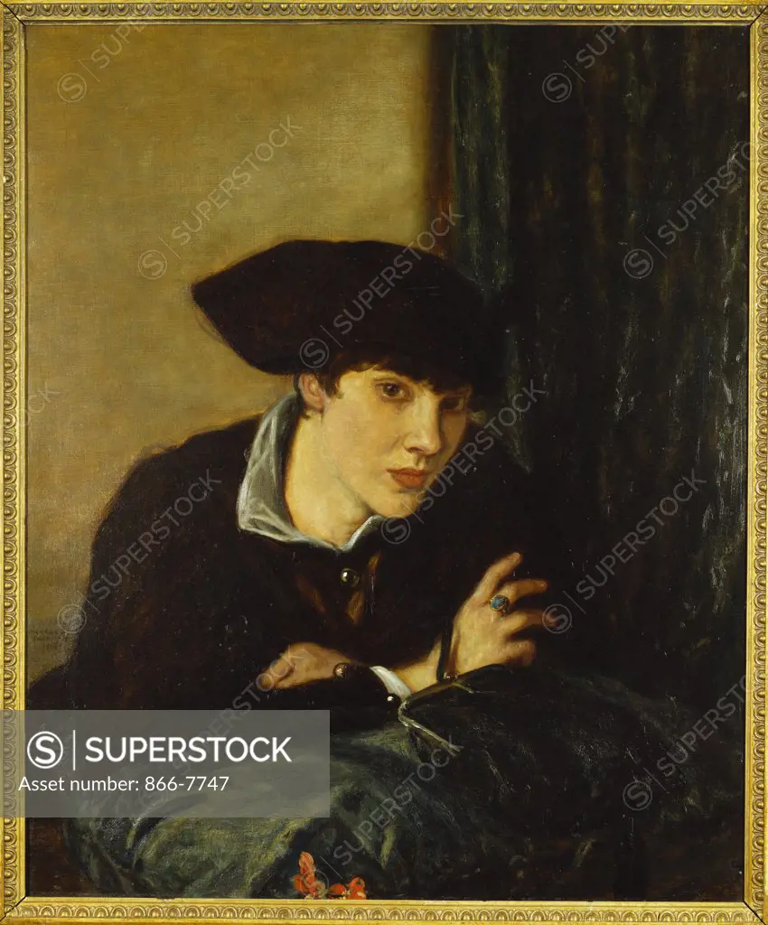 Portrait of a Girl in a Black Hat. Charles Haslewood Shannon, R.A. (1865-1937). Dated 1915, oil on canvas, 30 x 25in.