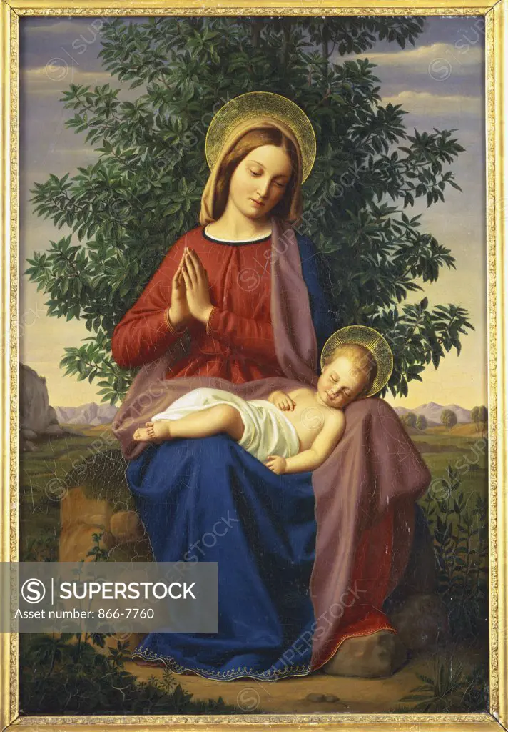 The Madonna and Child. Julius Schnorr von Carolsfeld (1794-1872). Dated 1885, oil on canvas, 69.2 x 47cm.