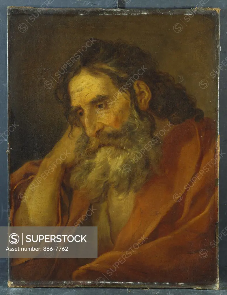 A Bearded Philosopher, his head resting on his hand. Ubaldo Gandolfi (1728-1781). Oil on canvas, 60.3 x 45.7cm.