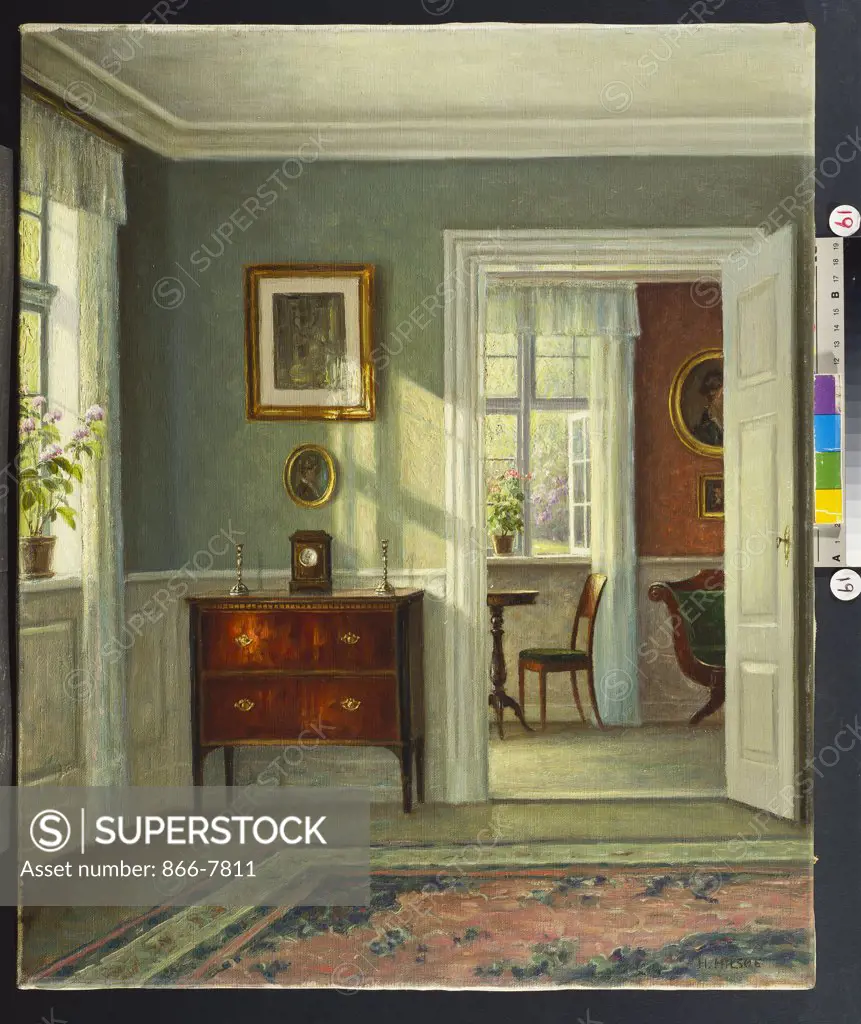 An Interior. Hans Hilsoe (1871-1942). Oil on canvas, 58.4 x 48.3cm.