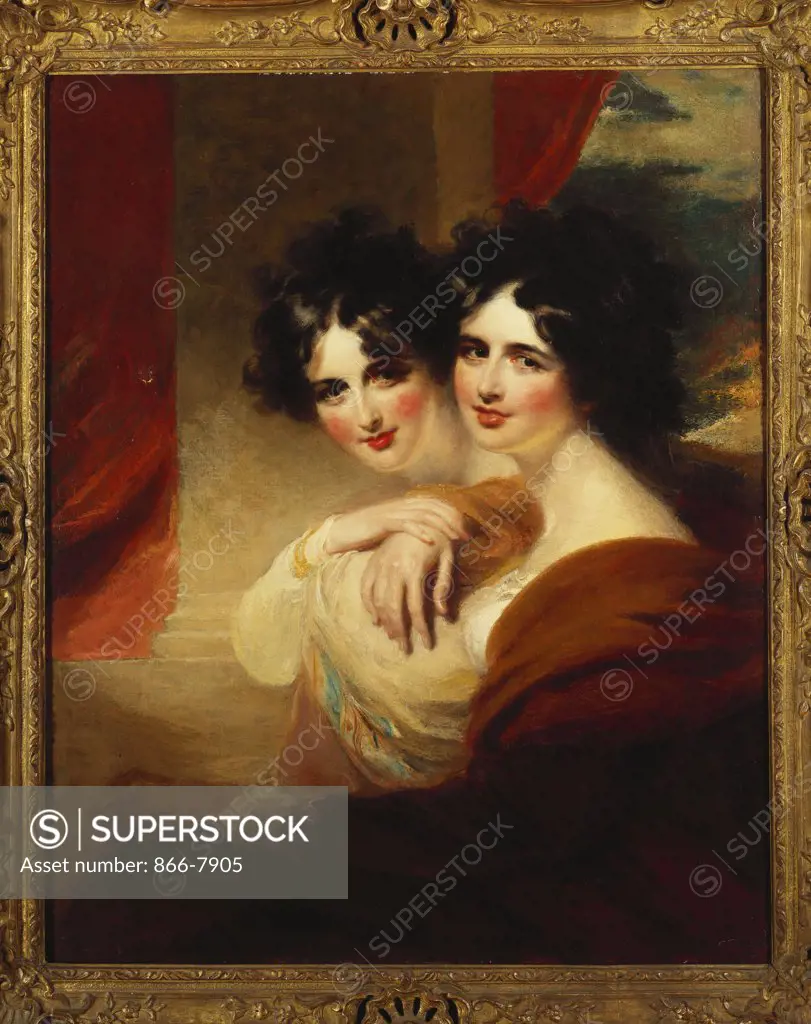 Congratulations: Portraits of Two Ladies, half length, before a Colonnade. George Henry Harlow (1787-1819). Oil on canvas, 102.8 x 83.2cm.