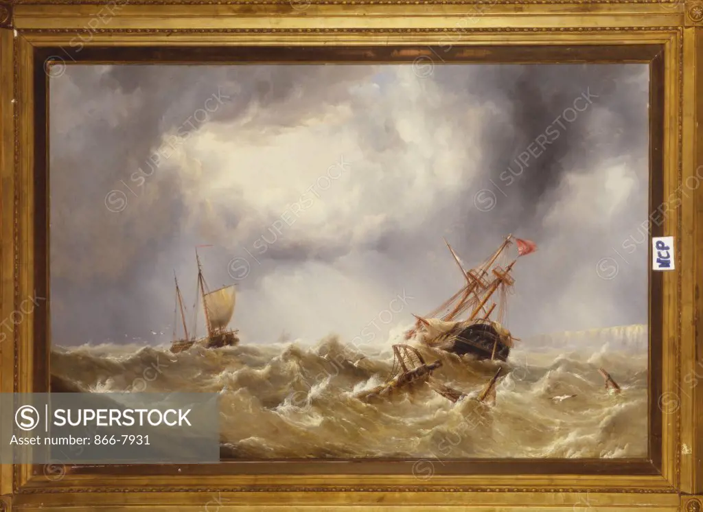 Dismasted in a Storm off the Kent coast. Henry Redmore (1820-1887). Oil on canvas, 60.9 x 91.4cm.