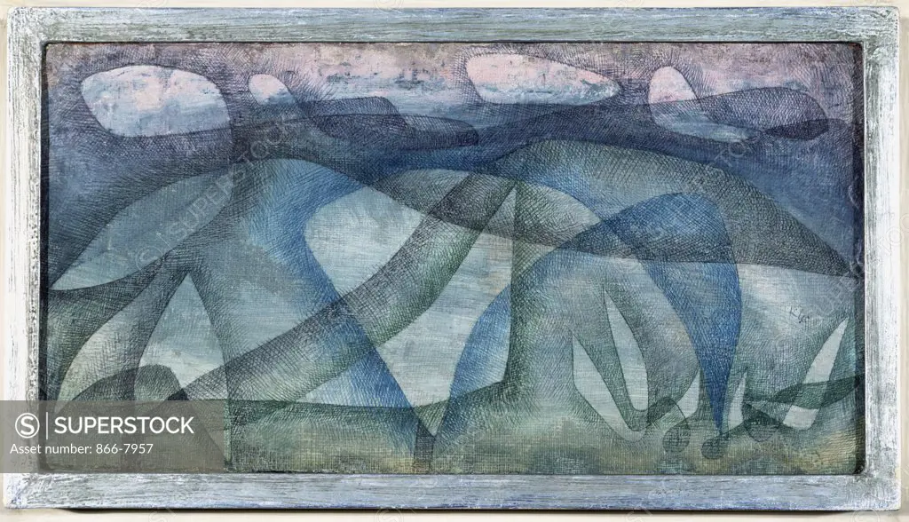 Rainy Day; Regentag. Paul Klee (1879-1940). Oil and pen and brush and coloured inks on gessoed burlap, 1931.