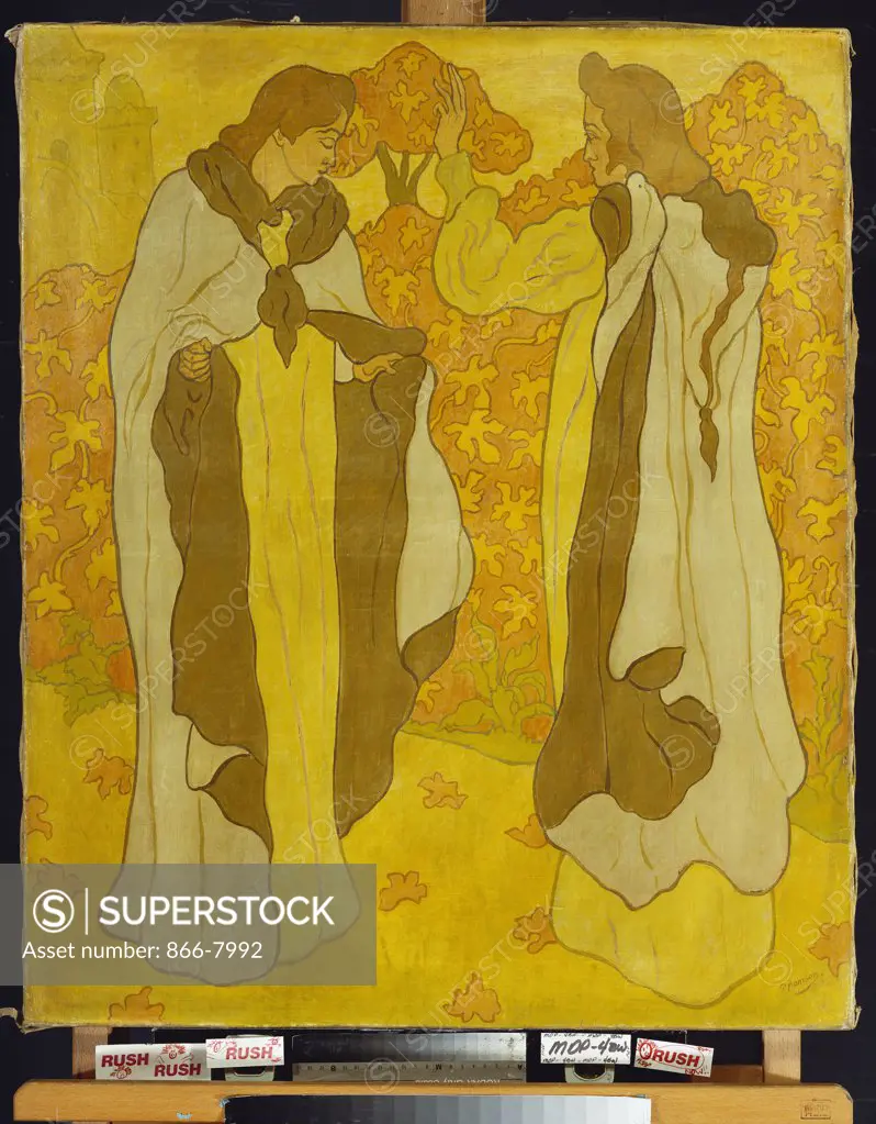 The Two Graces; les Deux Graces. Paul Ranson (1864-1909). Dated 95, oil on canvas, 84 x 71cm. Painted in january 1895.