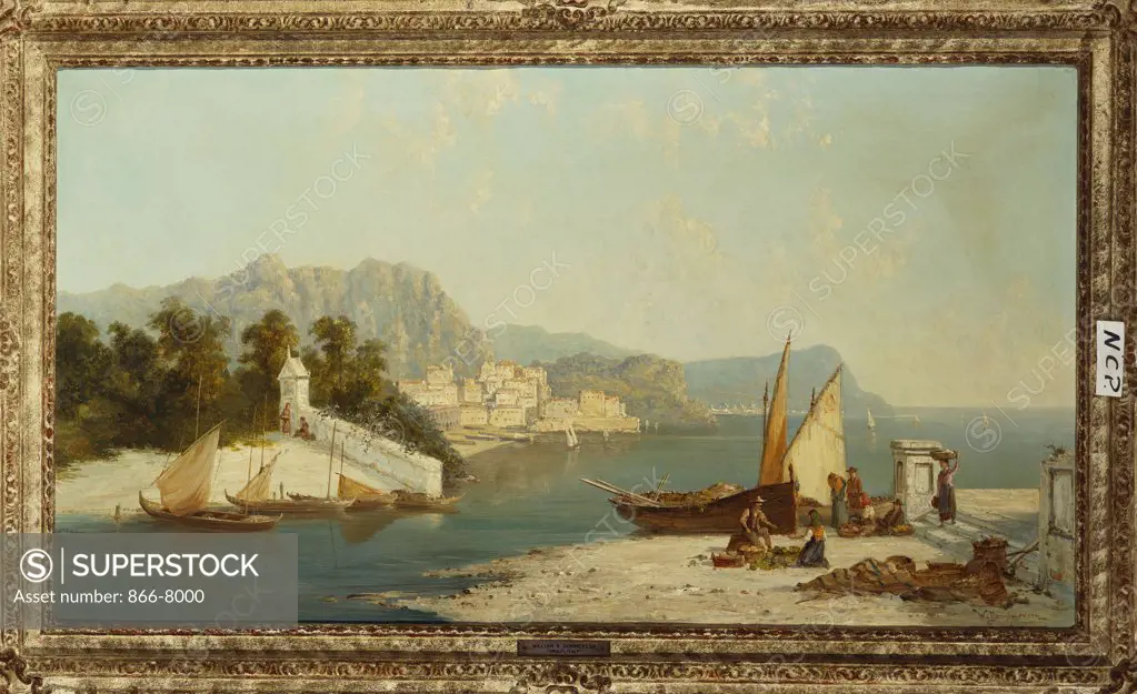 The Amalfitan Coast. William Raymond Dommerson  (1842-1927). Oil on canvas, 45.7 x 81.2cm.