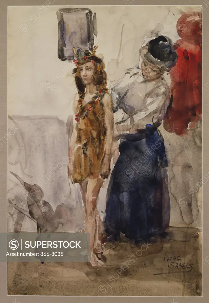 In the Dressing Room. Isaac Israels (1865-1934). Watercolour on paper, 52.5 x 35.5cm, executed in Paris, circa 1912.
