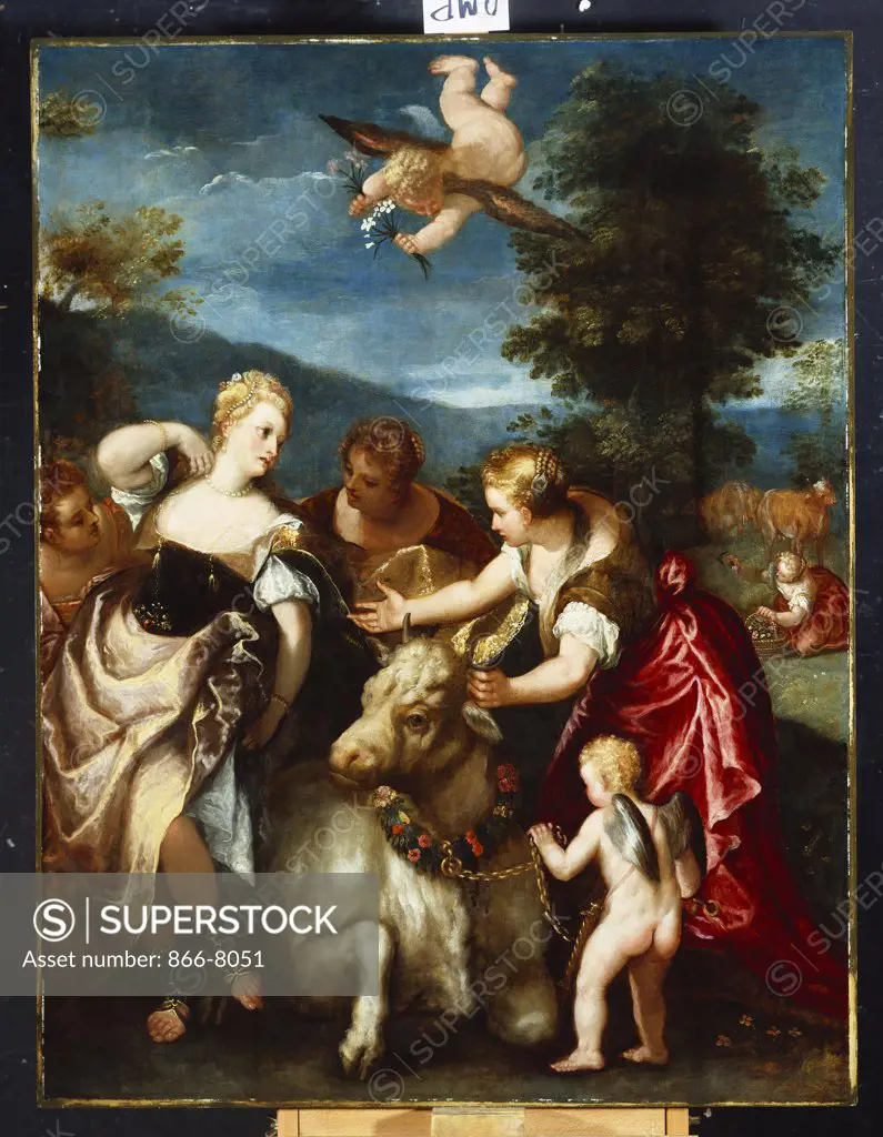 The Rape of Europa. Francesco Montemezzano (c.1540-1602). Oil on panel, 125 x 95.3cm.