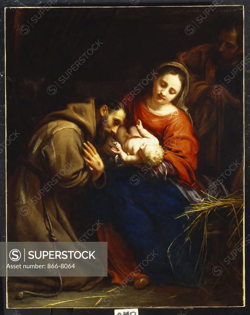 The Holy Family with St. Francis. Jacob van Oost I (1601-1671). Dated 1665, 128.2 x 101.5cm.