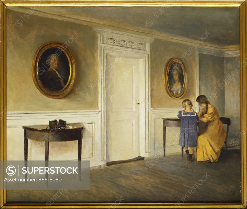 The Artist's Daughter in an Interior at Liselum.  Peter Ilsted (1861-1933). Oil on canvas, 55.8 x 67.9cm.