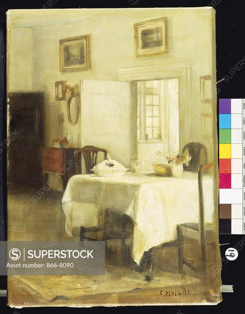 The Dining Room. Carl Holsoe (1863-1935). Oil on canvas, 44.5 x 31.8cm.