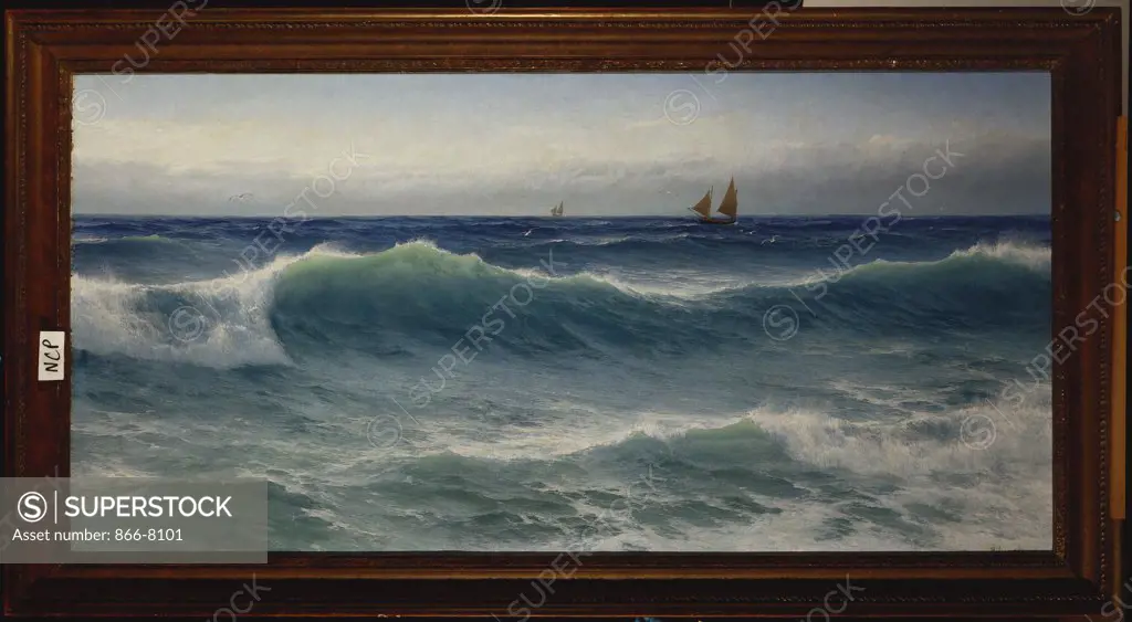 The Breaking Wave. David James (1834-92). Dated 93, oil on canvas, 63.5 x 127cm.