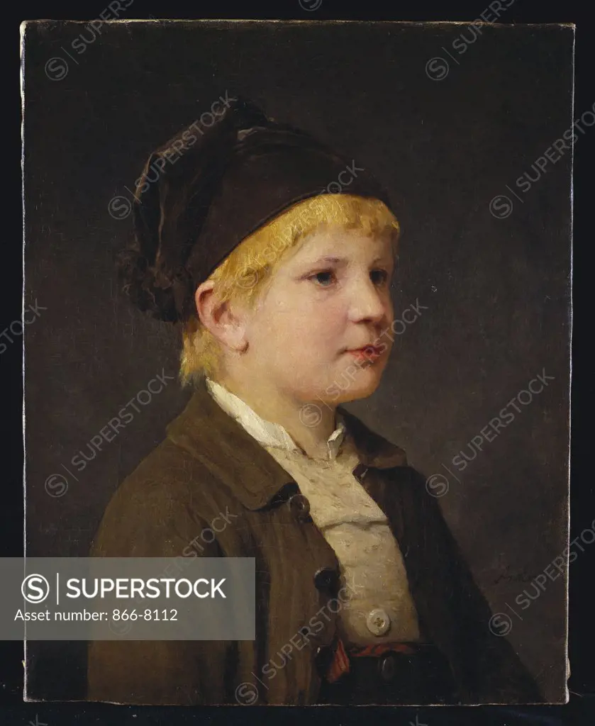 Portrait of a Young Boy, possibly Sammeli Niederhusler. Albert Anker (1831-1910). Oil on canvas, 45 x 35.6cm.