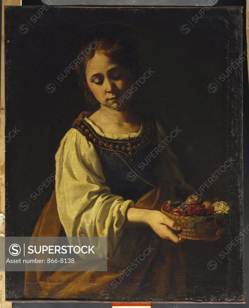 Saint Dorothea. Attributed to Antiveduto Gramatica (1571-1626). Oil on canvas, 84 x 68cm.