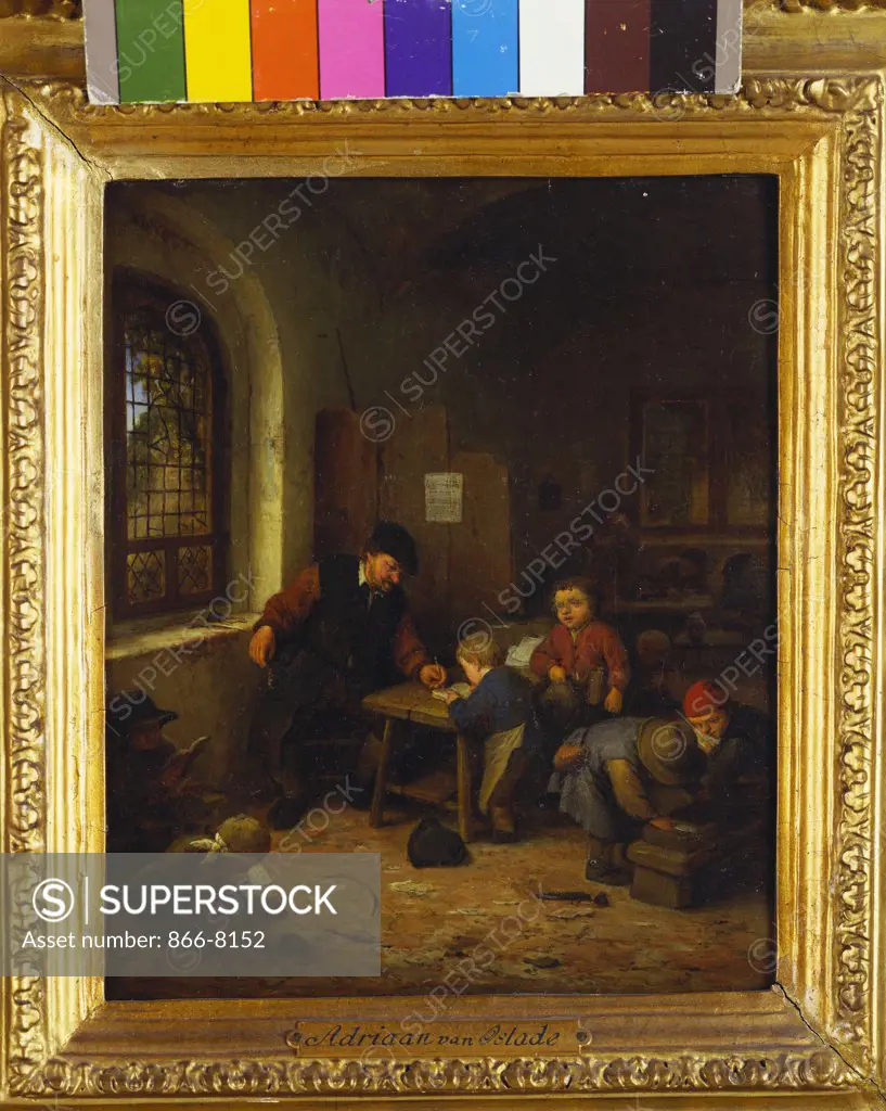 The Interior of a Schoolroom. Adriaen Jansz van Ostade (1610-1685). Dated 1666, oil on panel, 22.5 x 19cm.