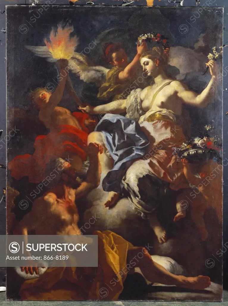 Tithonus Dazzled By The Crowning Of Aurora. Francesco Solimena (1657-1747). Oil On Canvas, 200 X 149cm.
