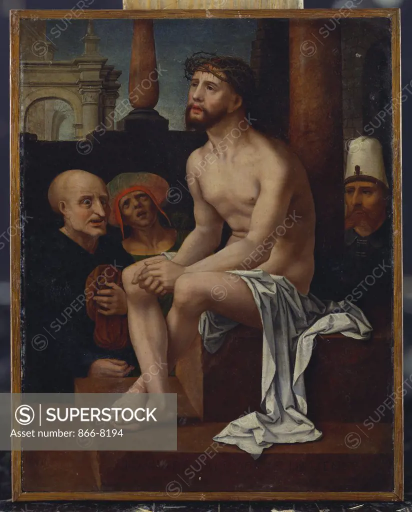 Christ as the Man of Sorrows. The Master of the Female half-lengths, after Jan Gossaert, called Mabuse, (c.1472-c.1533). Oil on panel, 23.7 x 18.7cm.