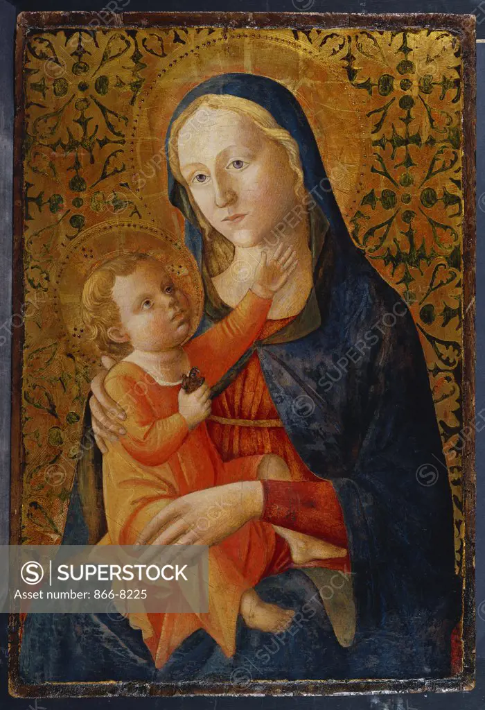 The Madonna and Child.  Domenico di Michelino (1417-1491). On gold ground panel, 67 x 45.5cm.