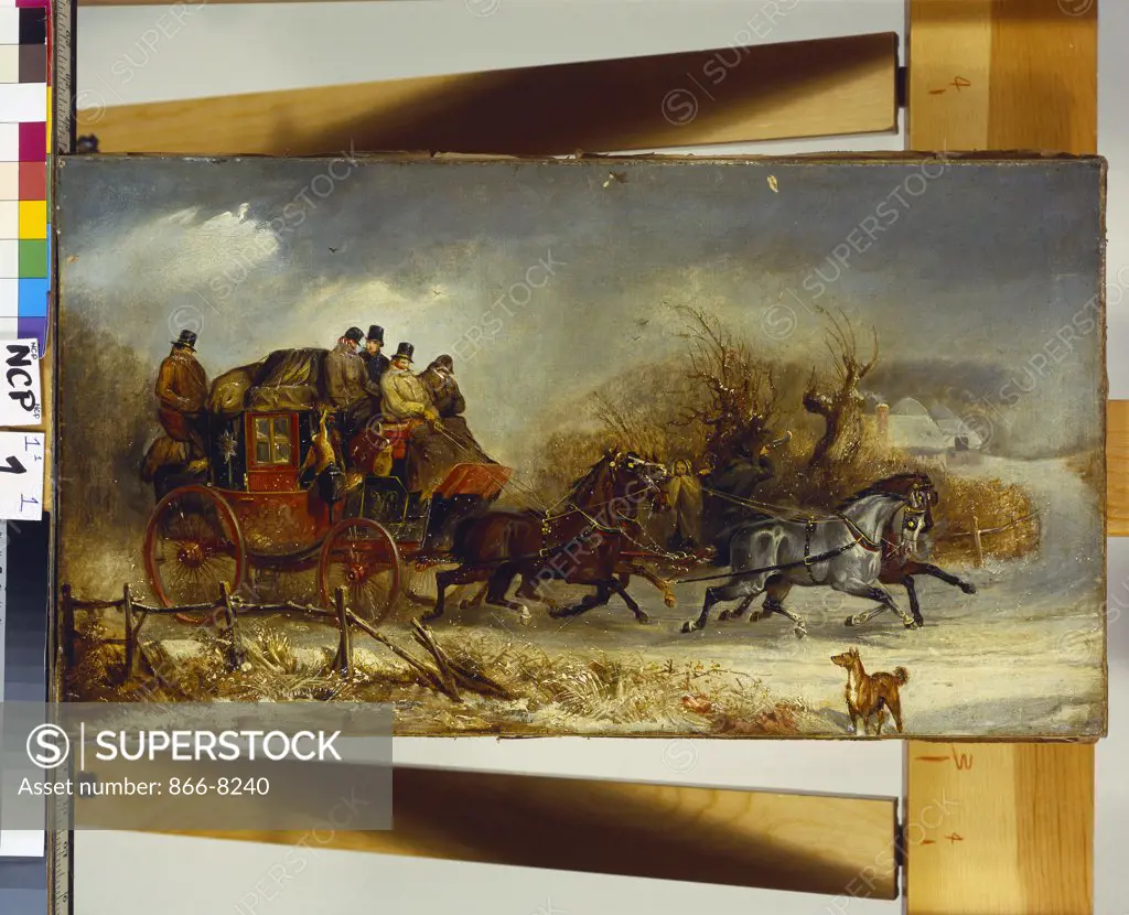 Coaching Scenes- Through the Four Seasons, one of four. William Joseph Shayer (1811-1892). Oil on canvas, 34.3 x 61cm.