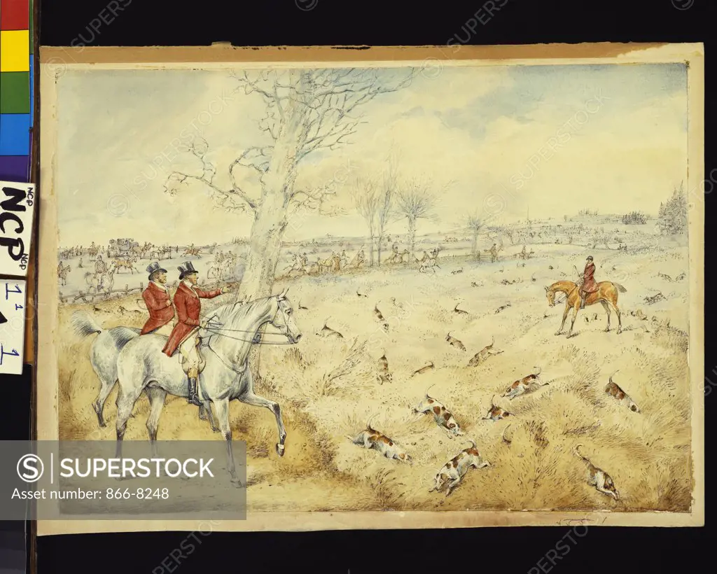 Hunting scenes: Drawing Cover. Henry Thomas Alken (1785-1851). Pencil and watercolour on paper, 23.5 x 34.3cm.
