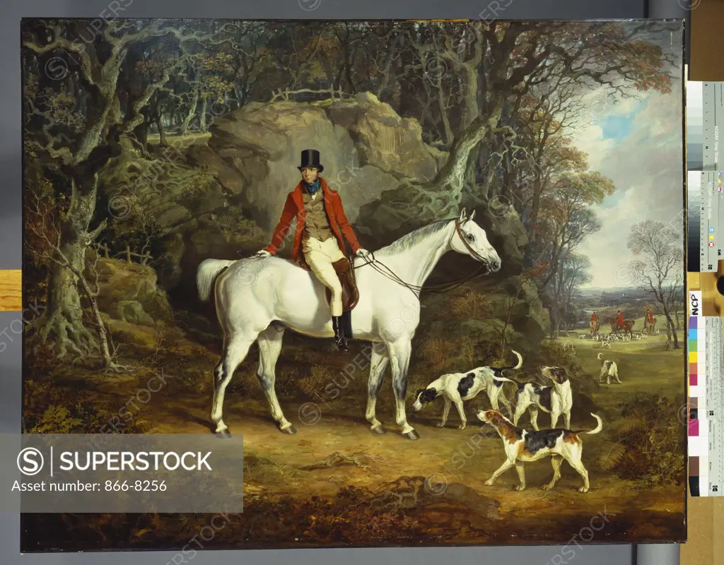Viscount Rowland Hill on his Grey Hunter with the Shropshire Hunt. Richard Jones (1767-1840). Oil on canvas, 104.1 x 130.2cm.