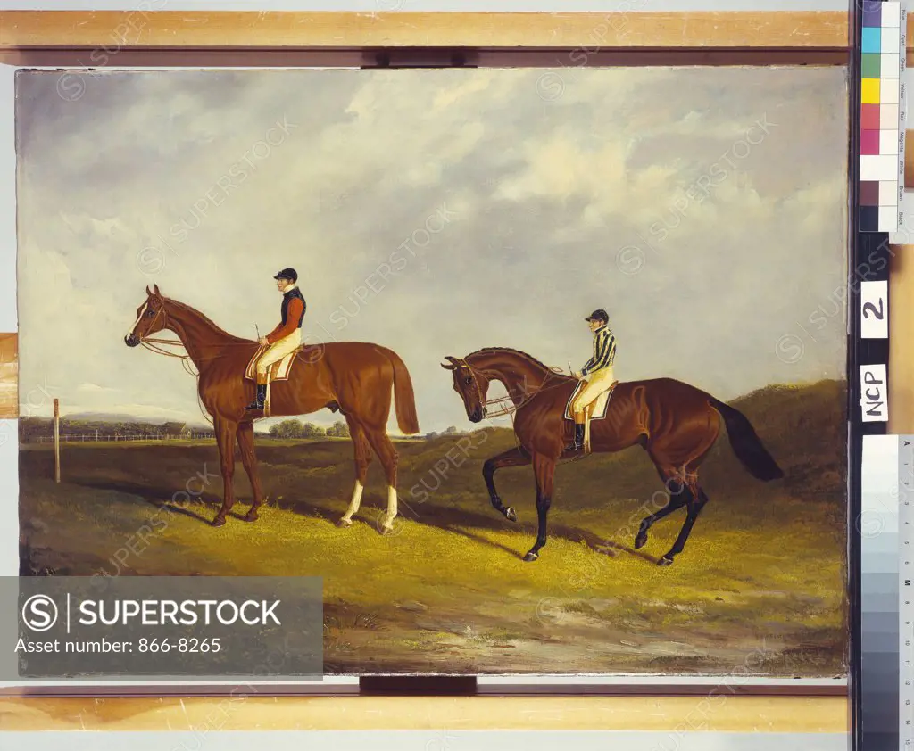 'Elis' with J. Day up: Winner of the St.Ledger, 1836 and 'Bay Middleton' with J. Robinson up: the Winner of the Derby, 1836. David Dalby of York (1780-1849). Oil on canvas, 56.5 x 76.7cm.