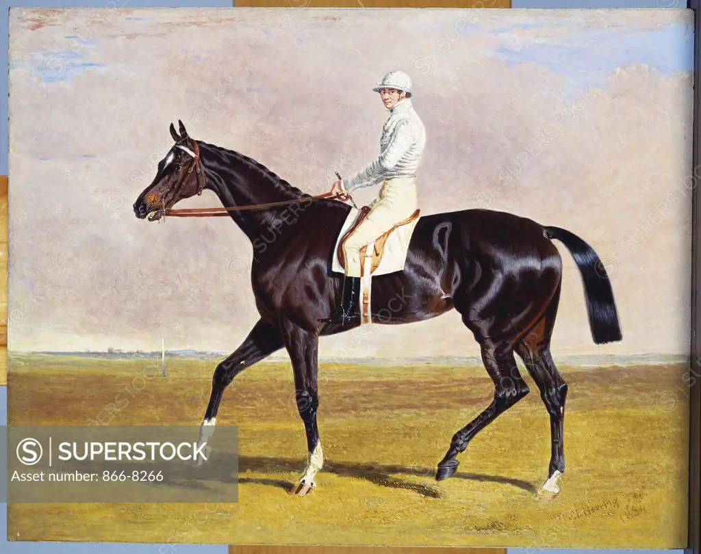Sir Mark Wood's Racehorse 'Lucetta' with J. Robinson up. John Frederick Herring, Sr. (1795-1865). Dated 1834, oil on canvas, 20.3 x 25.4cm.