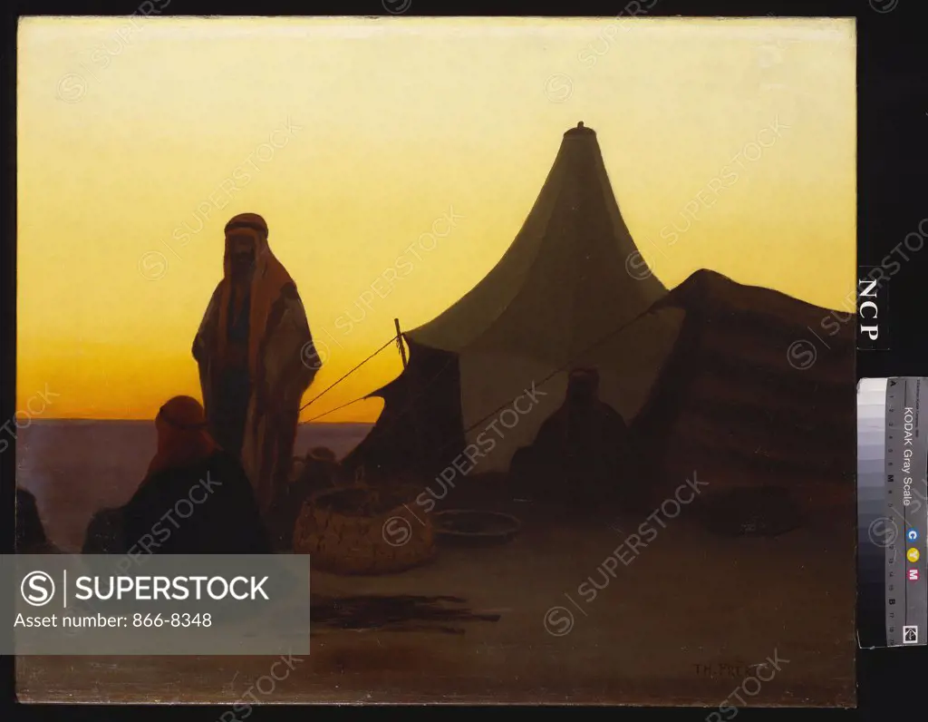 An Arab Encampment at Sunset. Charles Theodore Frere (1814-1888). Oil on canvas, 50.2 x 61.4cm.