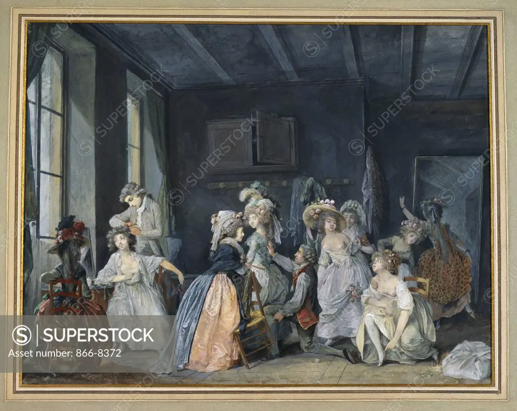 Preparations for the Ballet; Les Apprets du Ballet. Niclas Lafrensen the younger (1737-1807). Bodycolour on paper, 280 x 360mm.