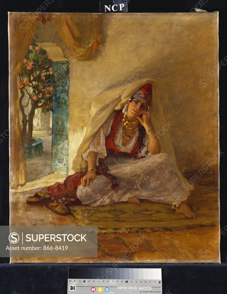 On the Patio. Frederick Arthur Bridgman (1847-1928). Oil on canvas. Dated 1921. 55 x 46.4cm.