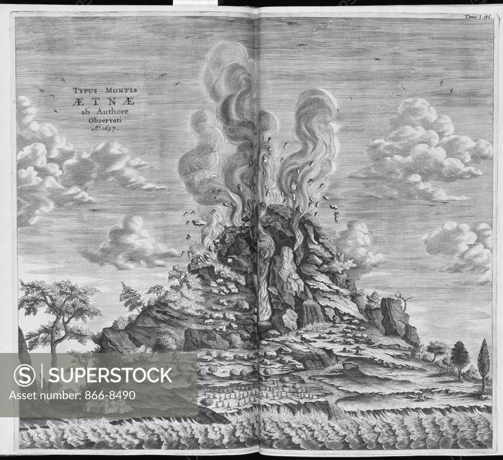 Subterranean World; Mundus Subterraneus. Athanasius Kircher (1602-1680). Engraving. 1665. 375 x 230mm