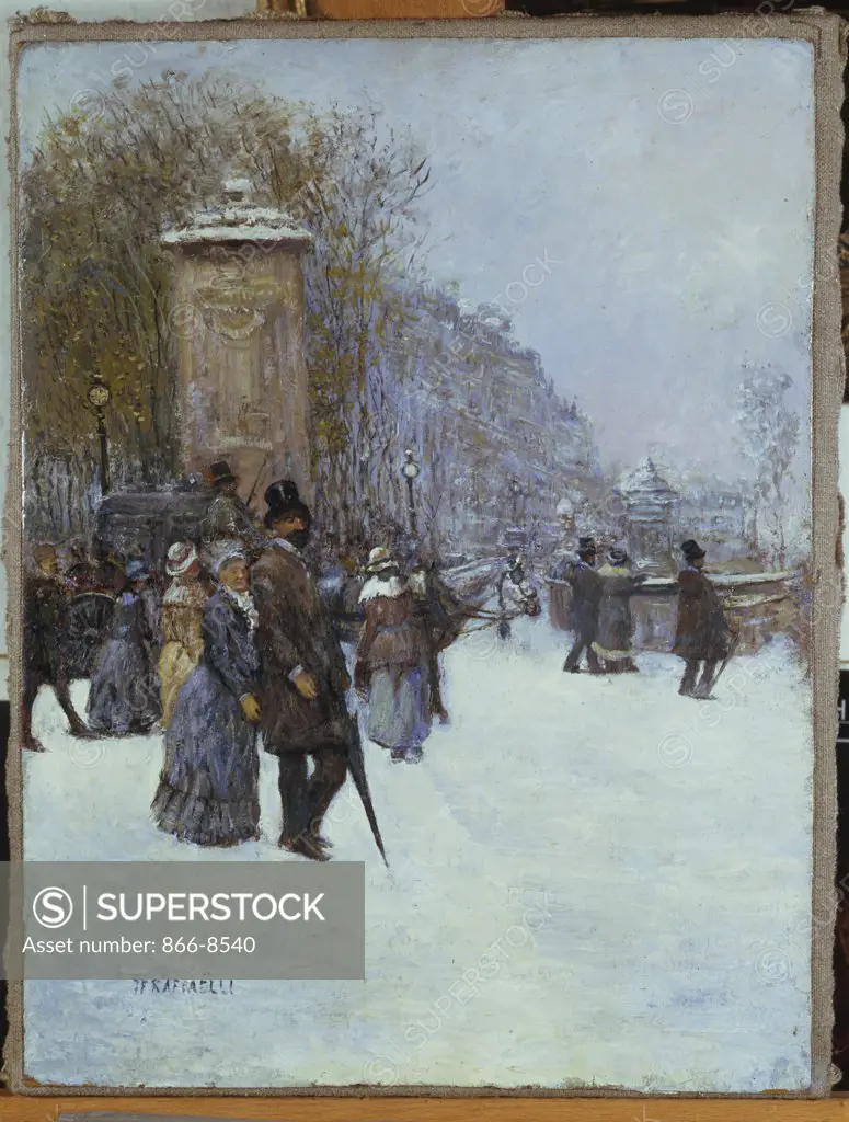 A Paris, La Promenade. Jean-Francois Raffaelli (1850-1924). Oil on canvas. 47.9 x 37.1cm.