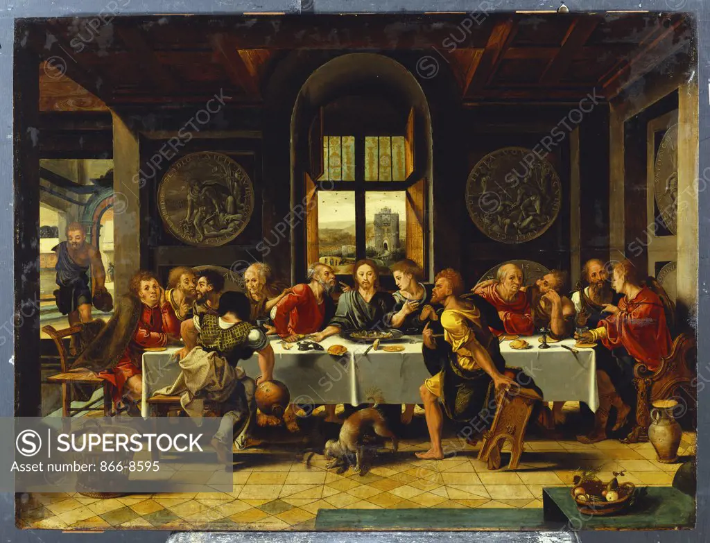 The Last Supper. Studio of Pieter Coecke van Aelst (1502-1550). Oil on panel, 61.6 x 82cm.