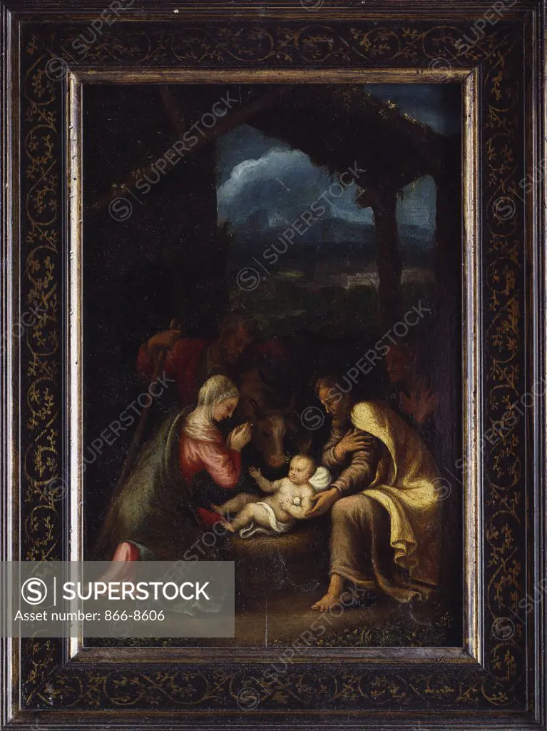 The Nativity. Giulio Pippi called Giulio Romano (1499-1546). Oil on panel, 38 x 26.5cm.