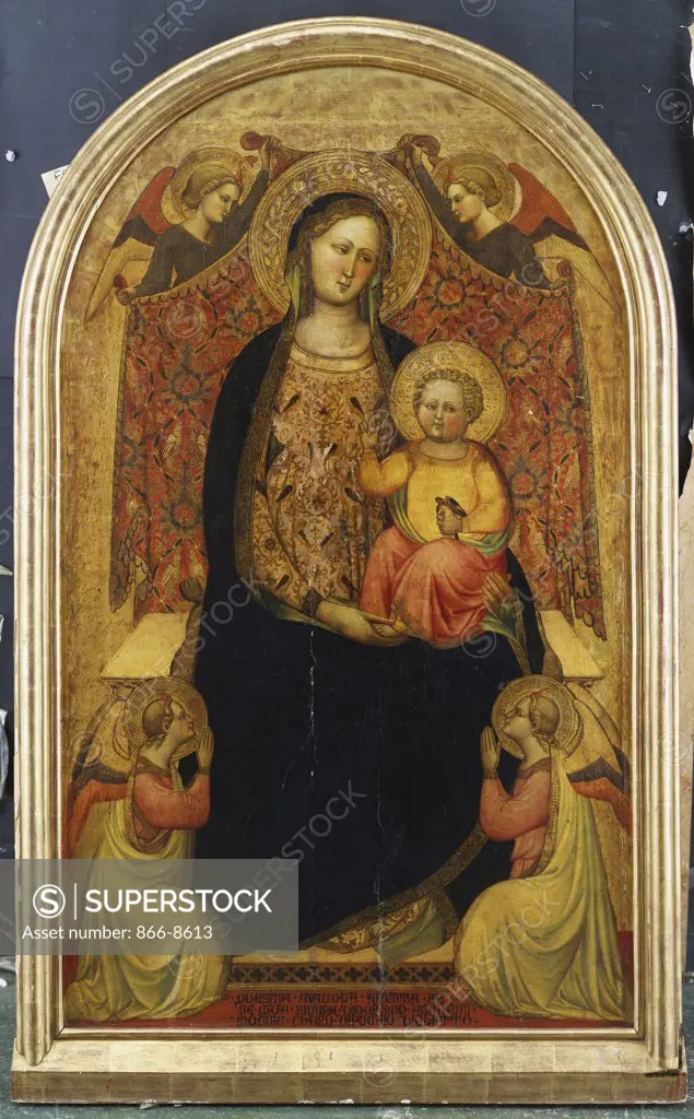 The Madonna and Child Enthroned with Four Angels.  Master of Saint Verdiana (late 14th century). On gold ground panel, 124.3 x 72.3cm.