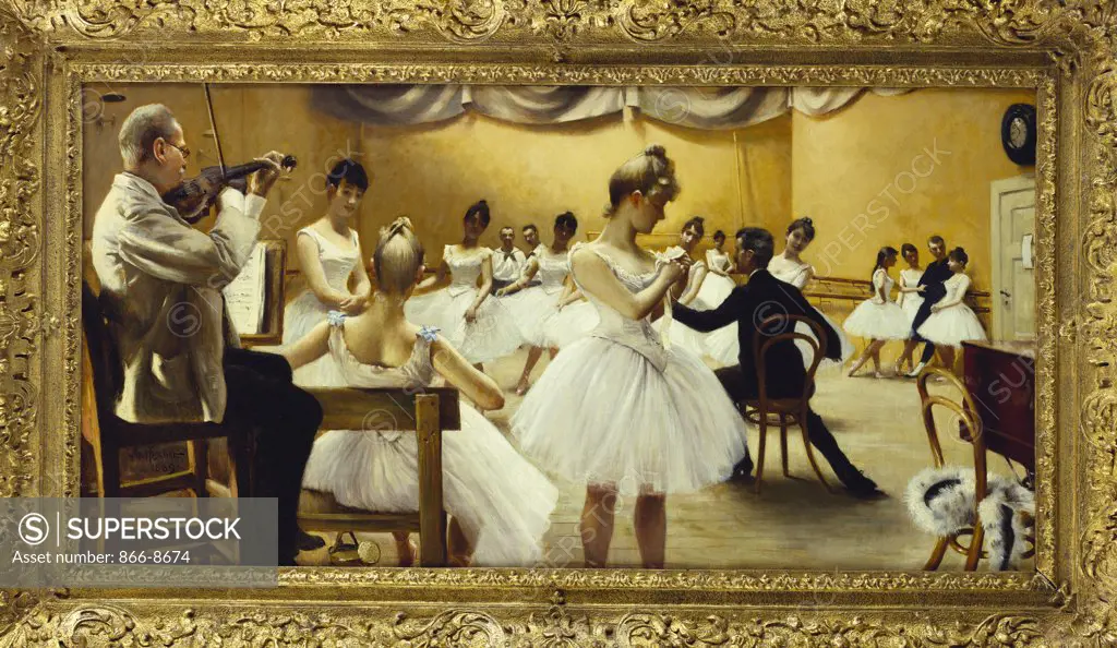 The Royal Theatre's Ballet School. Paul Fischer (1860-1934). Oil on canvas. 1889. 52.6 x 102.9cm.