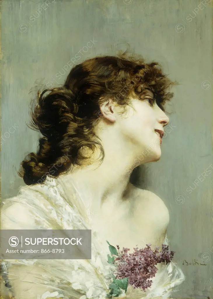 Profile of a Young Woman. Giovanni Boldini (1842-1931). Oil on panel. 55.9 x 40cm