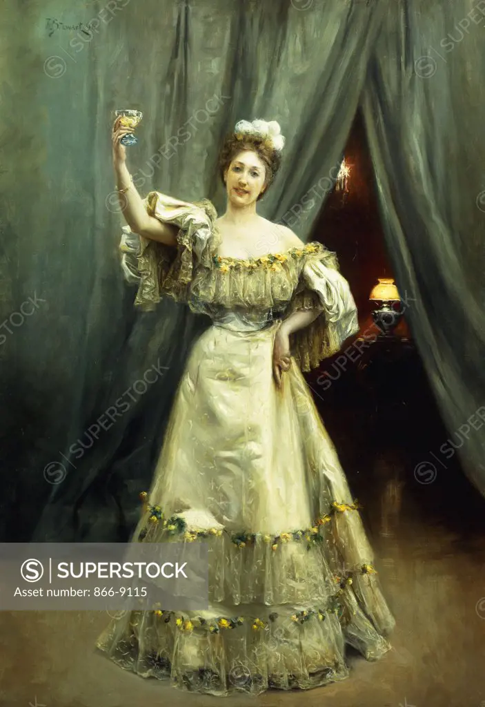 A Toast.  Julius Leblanc Stewart (1855-1919). Oil on canvas. Signed and dated 1896. 80 x 57.1cm
