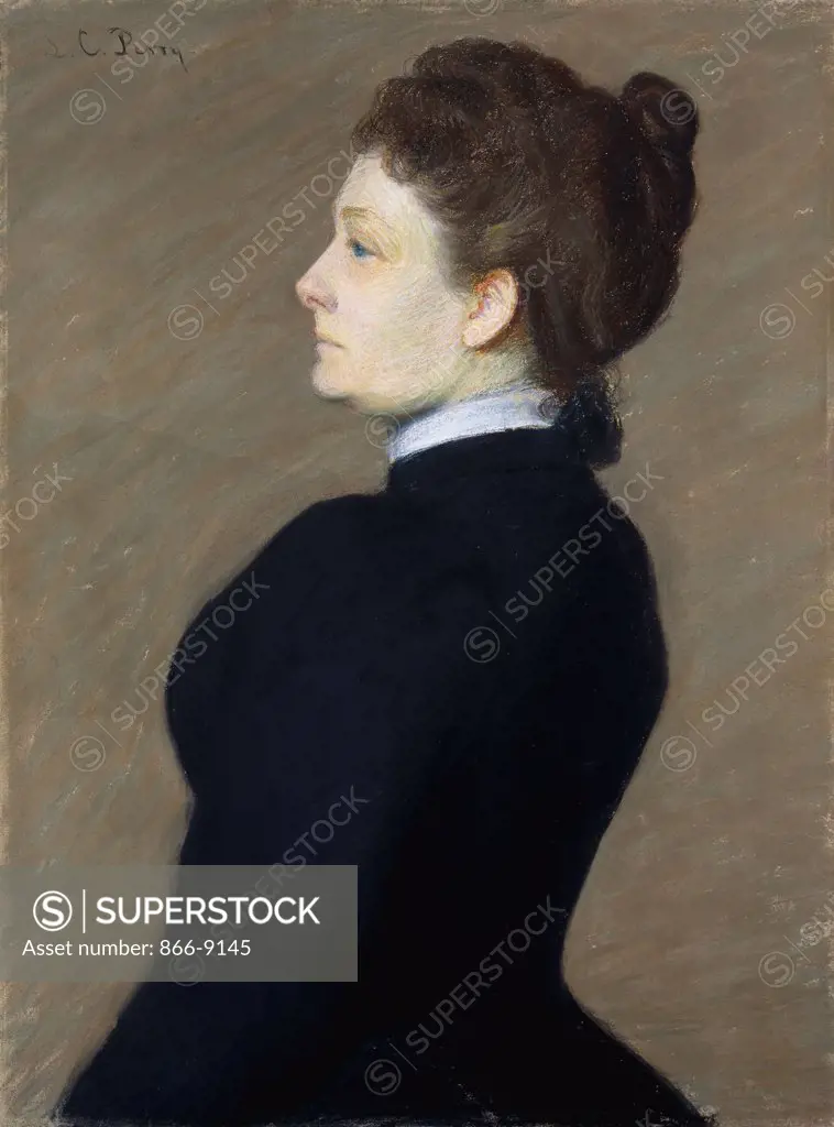 Lady in Black. Lilla Cabot Perry (1848-1933). Pastel on paper laid on board. 79 x 59cm