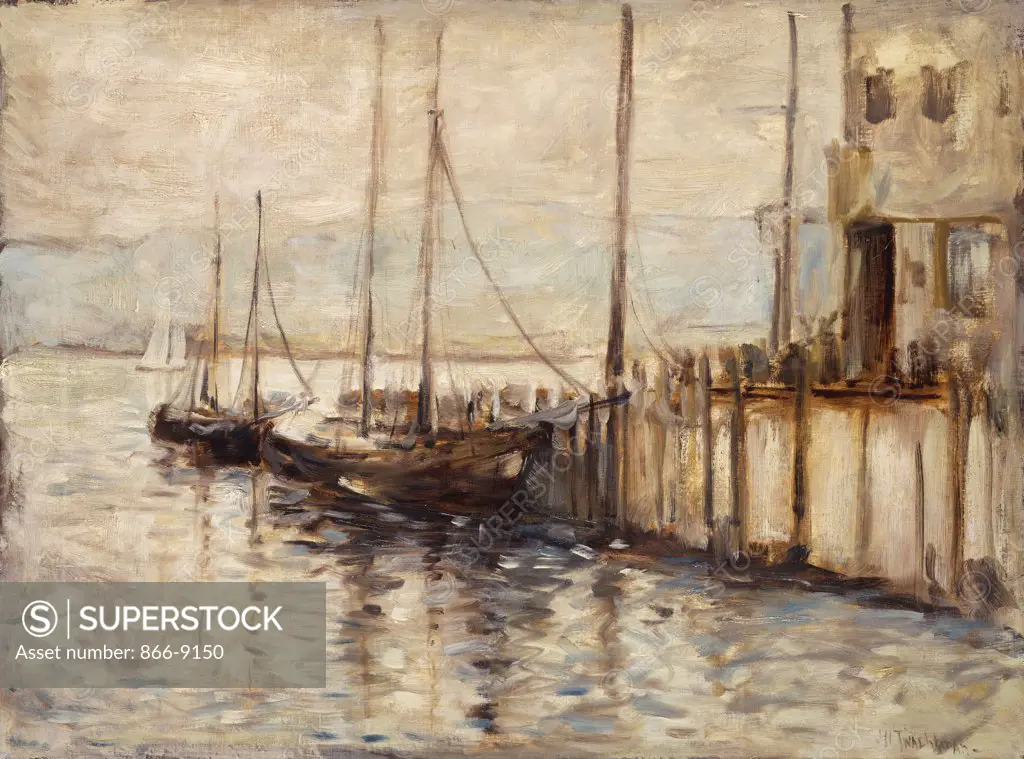Fishing Boat in a Harbor. John Henry Twachtman (1853-1902). Oil on canvas. 61 x 81.3cm