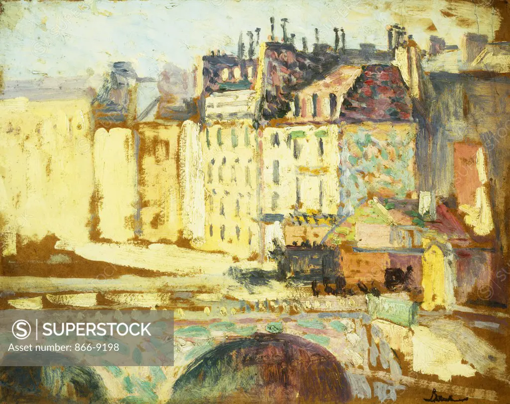 Paris, Le Pont Neuf. Maximilien Luce (1858-1941). Oil on panel. 22.3 x 28cm