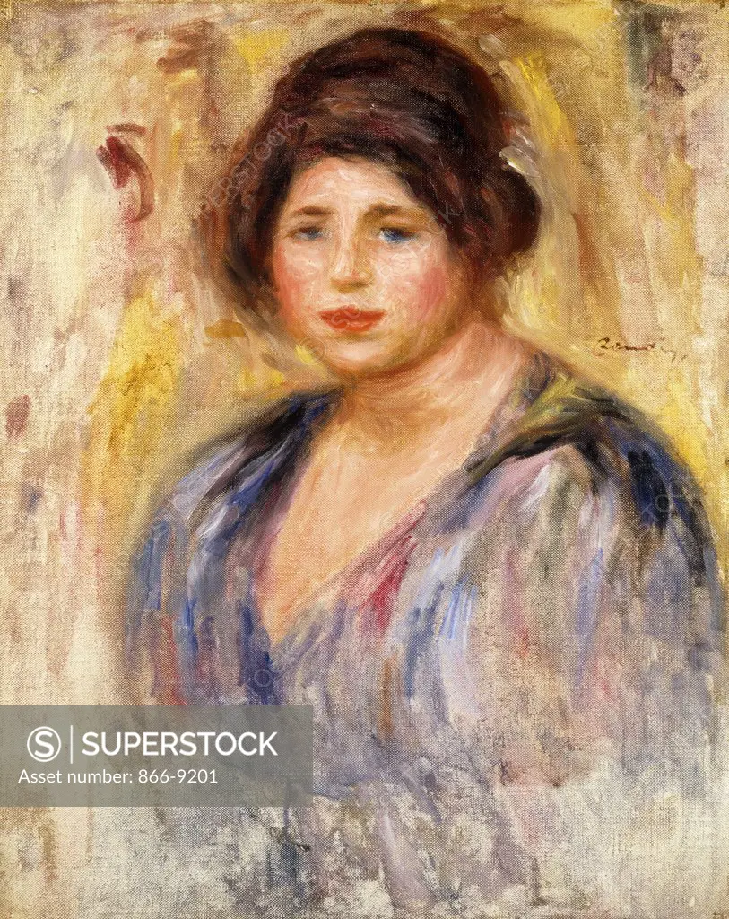 Portrait of a Woman; Portrait de Femme. Pierre Auguste Renoir (1841-1919). Oil on canvas. Painted circa 1912.  51 x 41cm