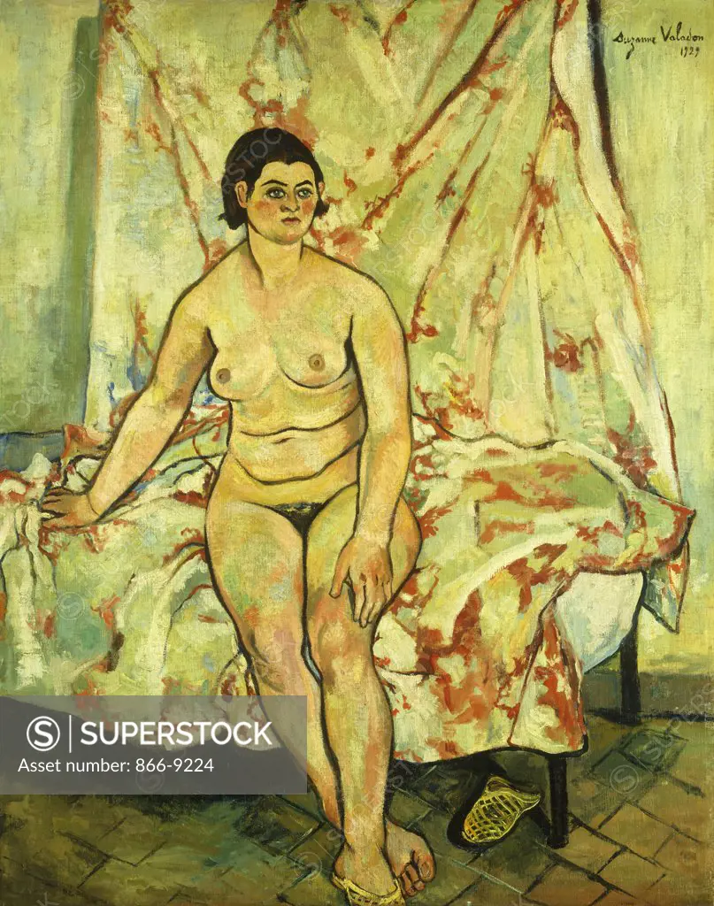 Nude Sat on the Edge of a Bed; Nu Assis sur le Bord d'un Lit. Suzanne Valadon (1867-1938).Oil on canvas. Painted in 1929. 81.3 x 65.1cm