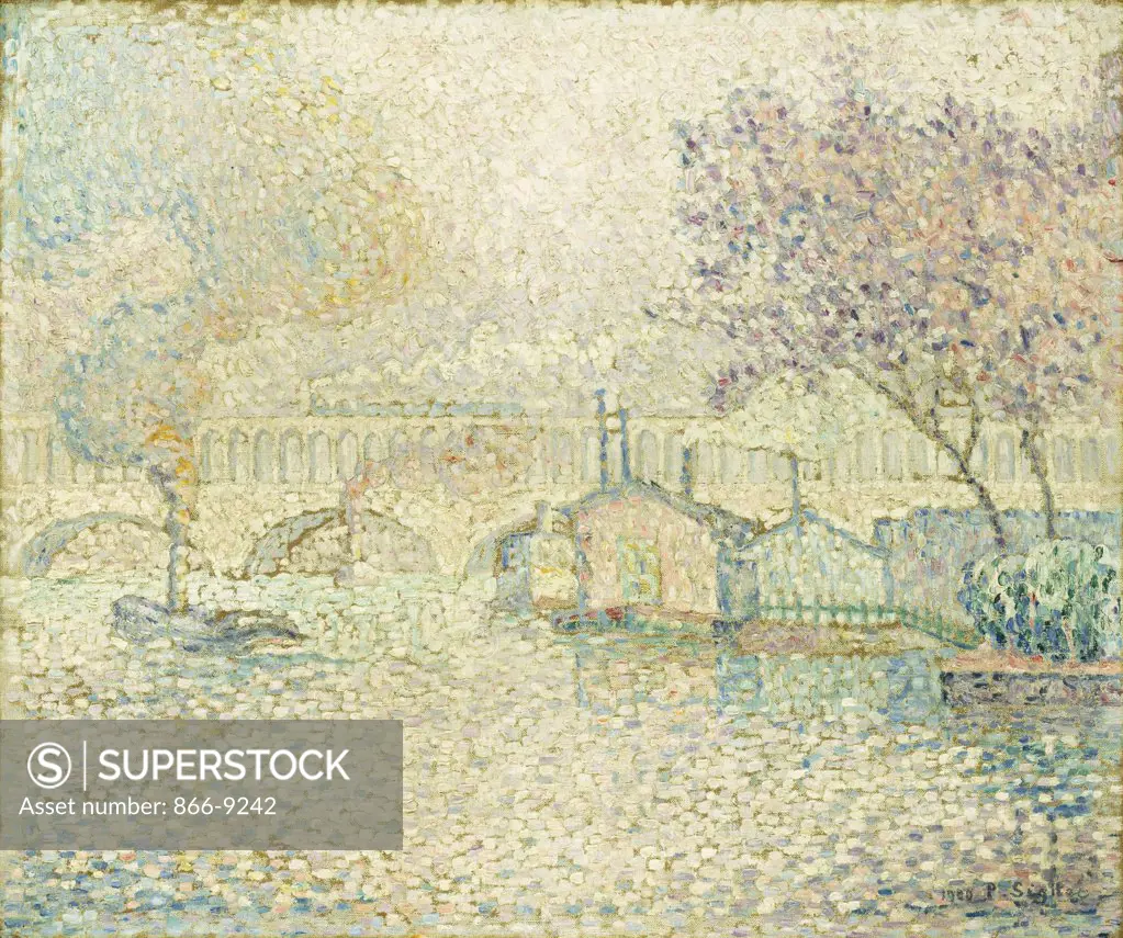 The Viaduct at Auteuil; Le Viaduc a Auteuil. Paul Signac (1863-1935). Oil on canvas. 1900. 46.3 x 52.4cm