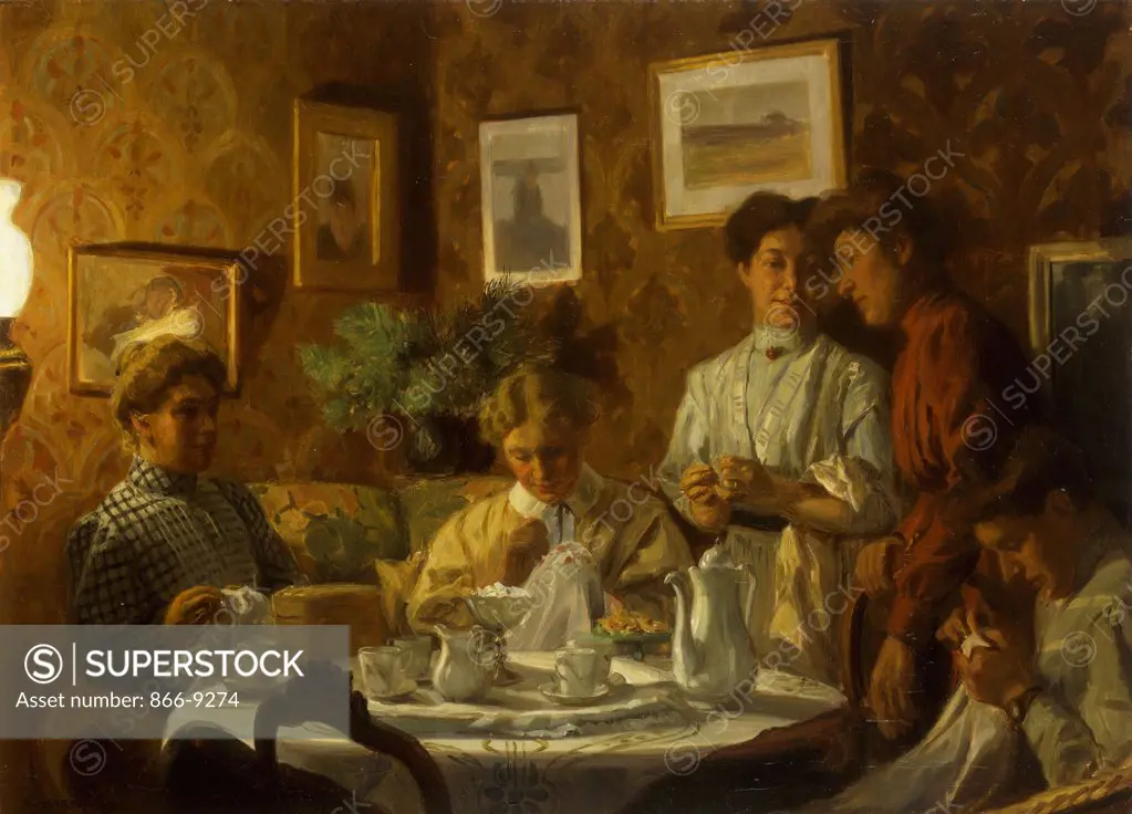 Teatime. Nils Larson (1872-1914). Oil on canvas. 57.5 x 79.5cm