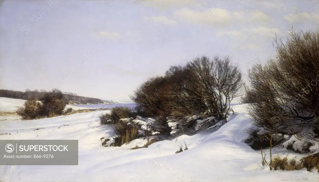Winter Near the Sea. Janus Andreas Bartholin la Cour (1837-1909). Oil on canvas. Signed and dated 1888. 61 x 105.7cm